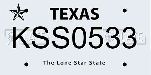 KSS0533 Texas License Plate
