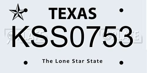 KSS0753 Texas License Plate
