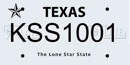 KSS1001 Texas License Plate