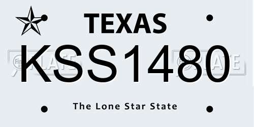 KSS1480 Texas License Plate