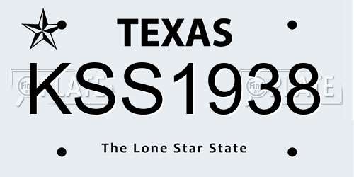 KSS1938 Texas License Plate