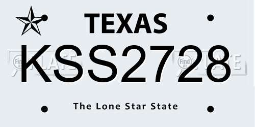 KSS2728 Texas License Plate
