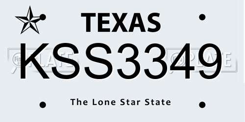 KSS3349 Texas License Plate