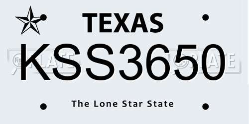 KSS3650 Texas License Plate
