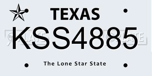 KSS4885 Texas License Plate