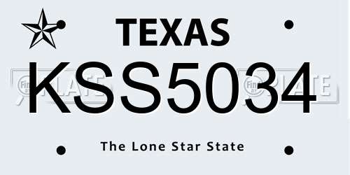 KSS5034 Texas License Plate