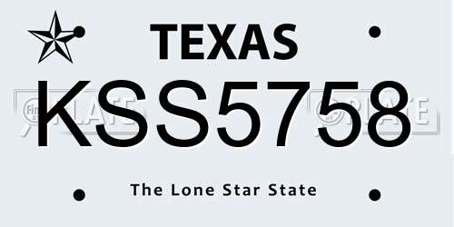KSS5758 Texas License Plate