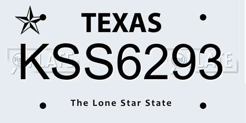 KSS6293 Texas License Plate