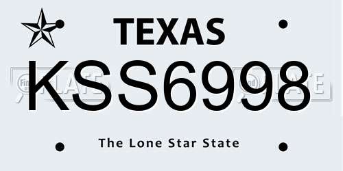 KSS6998 Texas License Plate