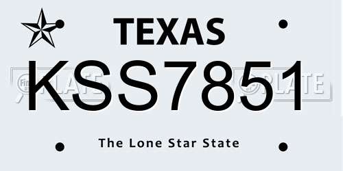 KSS7851 Texas License Plate