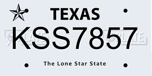 KSS7857 Texas License Plate