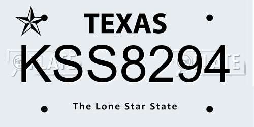 KSS8294 Texas License Plate