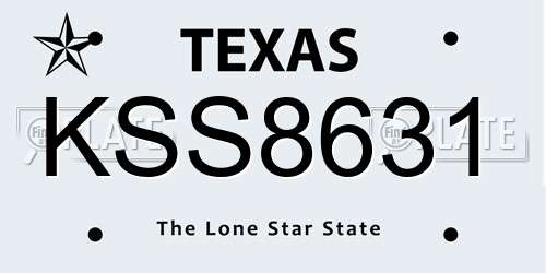 KSS8631 Texas License Plate