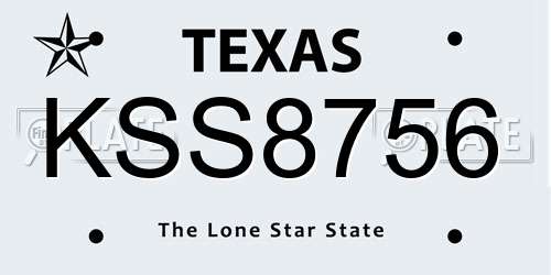 KSS8756 Texas License Plate