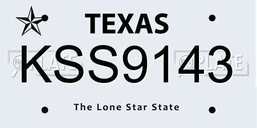 KSS9143 Texas License Plate