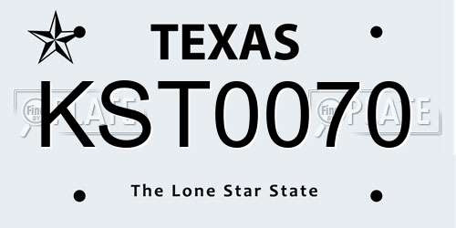 KST0070 Texas License Plate