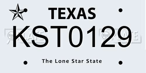 KST0129 Texas License Plate