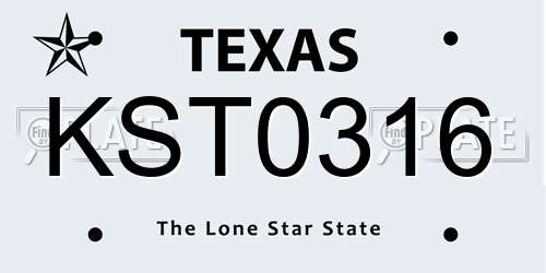 KST0316 Texas License Plate