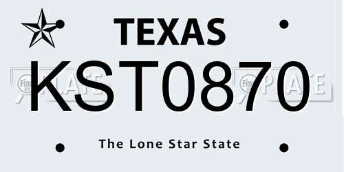 KST0870 Texas License Plate