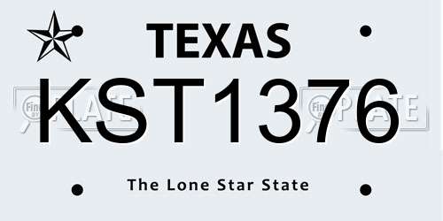 KST1376 Texas License Plate