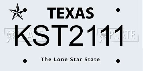 KST2111 Texas License Plate
