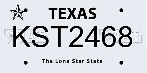 KST2468 Texas License Plate