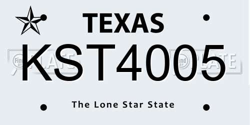 KST4005 Texas License Plate