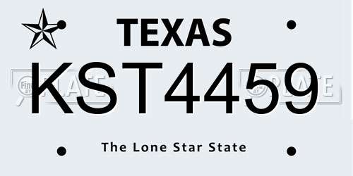 KST4459 Texas License Plate