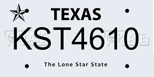 KST4610 Texas License Plate