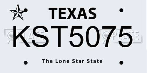 KST5075 Texas License Plate