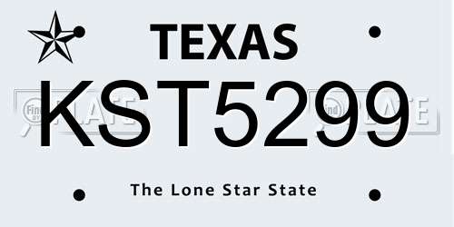 KST5299 Texas License Plate