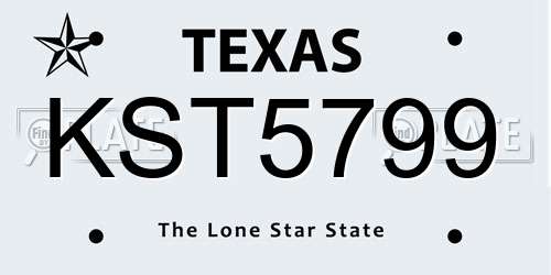 KST5799 Texas License Plate