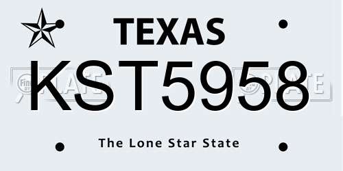 KST5958 Texas License Plate