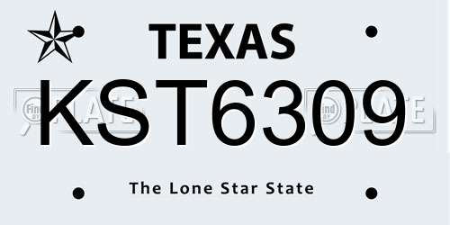 KST6309 Texas License Plate