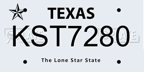 KST7280 Texas License Plate