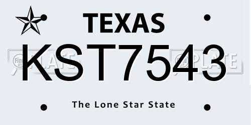 KST7543 Texas License Plate