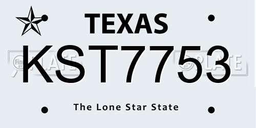 KST7753 Texas License Plate