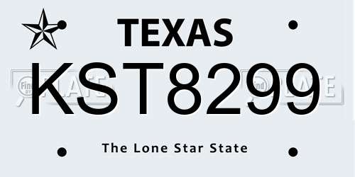 KST8299 Texas License Plate