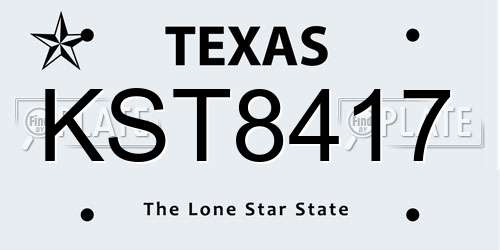 KST8417 Texas License Plate