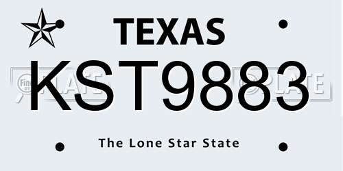 KST9883 Texas License Plate