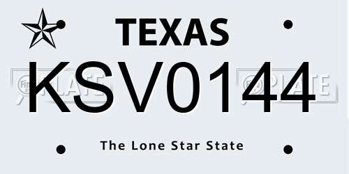 KSV0144 Texas License Plate