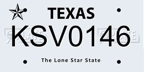 KSV0146 Texas License Plate