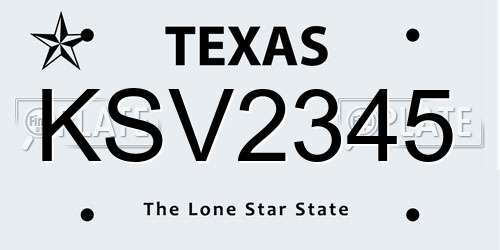 KSV2345 Texas License Plate