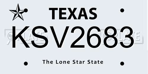 KSV2683 Texas License Plate