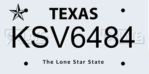 KSV6484 Texas License Plate