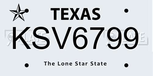 KSV6799 Texas License Plate