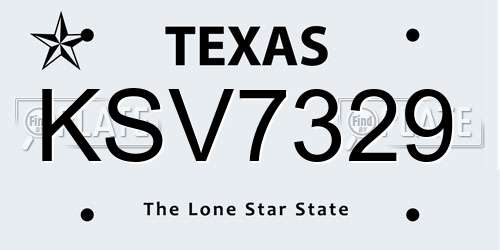 KSV7329 Texas License Plate