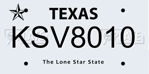 KSV8010 Texas License Plate