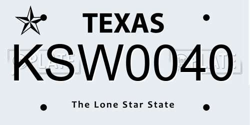 KSW0040 Texas License Plate