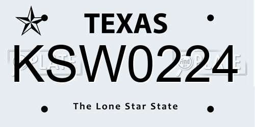KSW0224 Texas License Plate